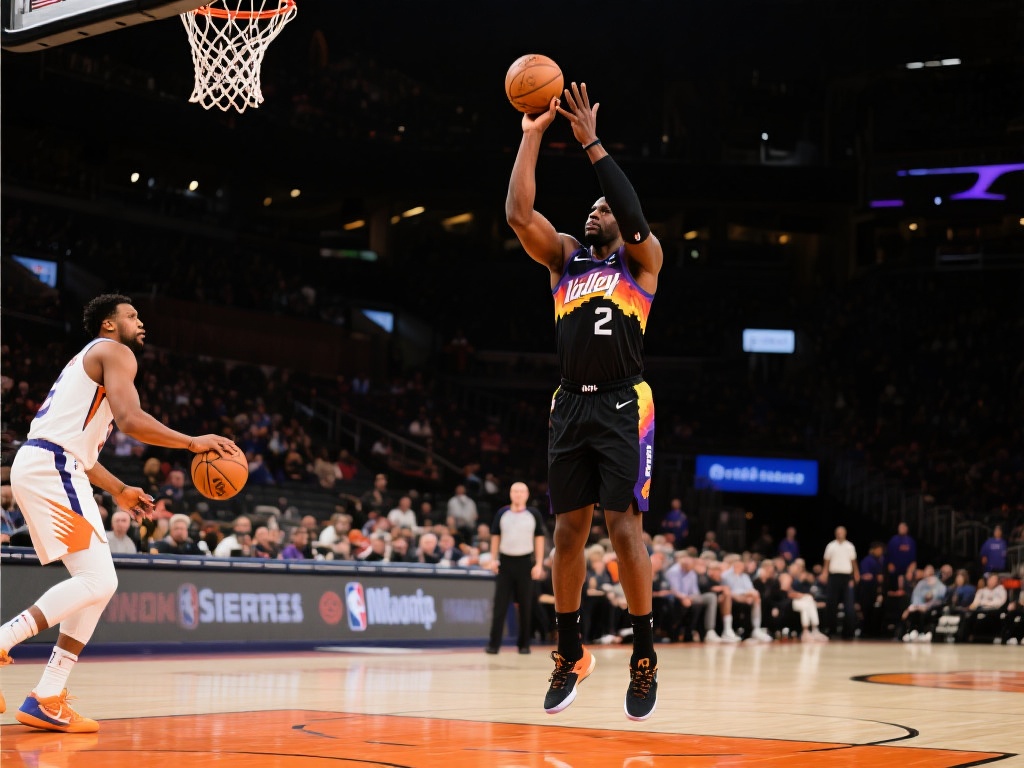 布克精准助攻右侧,奥尼尔三分命中! 接到布克传球的奥尼尔,在右侧三分线外毫不